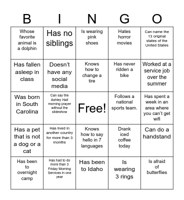 Ashley Hall Human Bingo 2026 Bingo Card