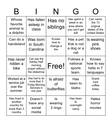 AH Human Bingo 2026 Bingo Card