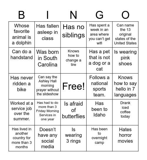 AH Human Bingo 2026 Bingo Card