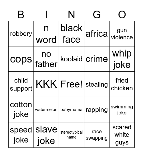 fam guy black jokes Bingo Card