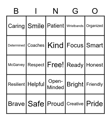 Back to School Bingo Card