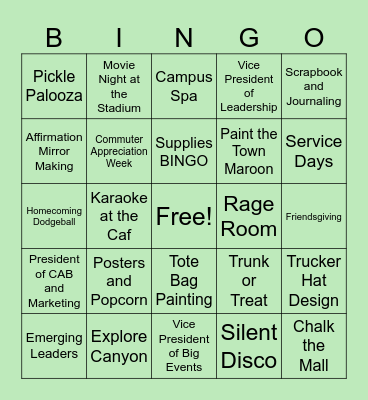 CAB Events BINGO Card