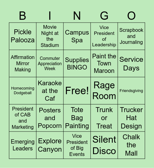 CAB Events BINGO Card