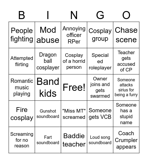 2KSchool Bingo Card