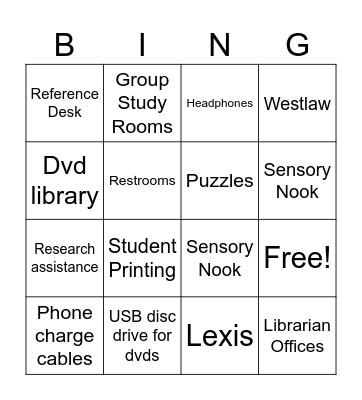 Law Library Bingo Card