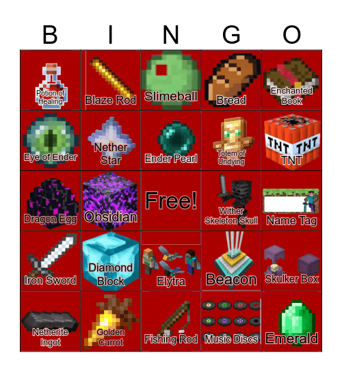 Minecraft Bingo Card