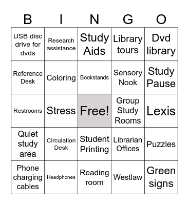 Law Library Bingo Card