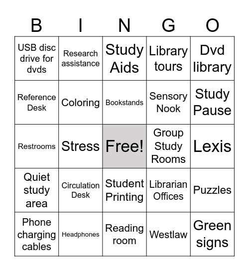Law Library Bingo Card