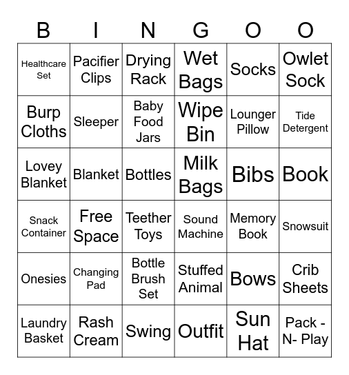 Baby Bingo Card