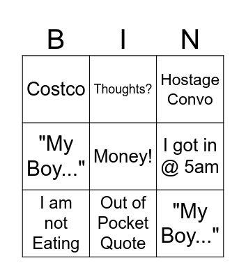Literally Money! Bingo Card