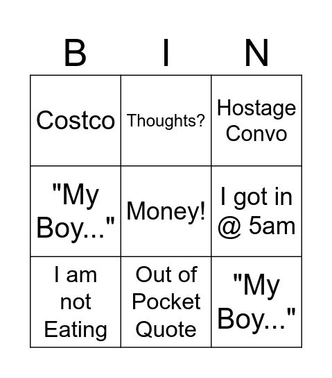Literally Money! Bingo Card