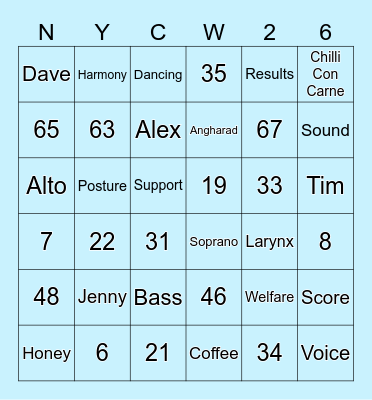SUMMER RESIDENCY BINGO Card
