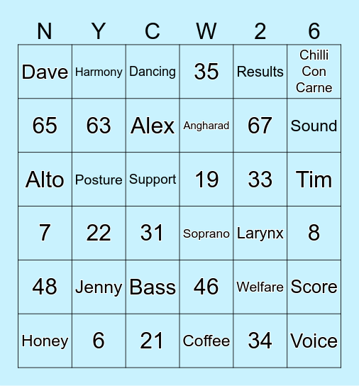 SUMMER RESIDENCY BINGO Card