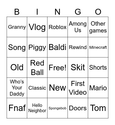 FGTEEV Bingo Card