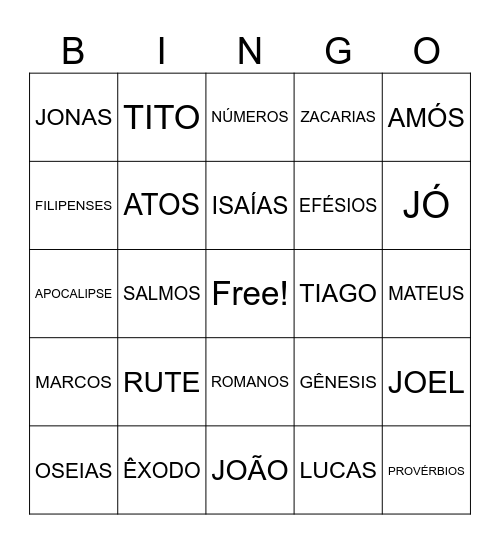 LIVROS DA BÍBLIA Bingo Card