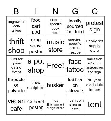 Portland Bingo Card