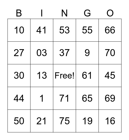 BINGO ECC Bingo Card