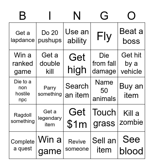 Video Game Challenges Bingo Card