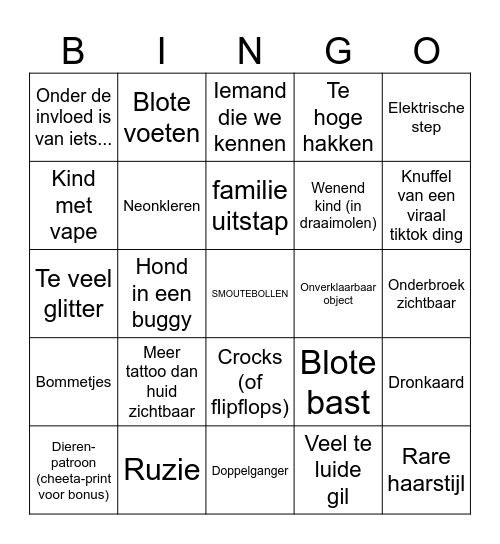 Kermis Bingo Card