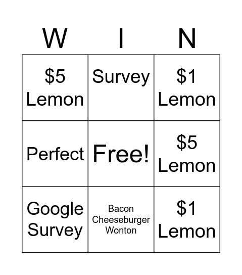 Let's Get It Bingo Card