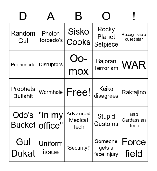 DS9: The Bingo Card Bingo Card