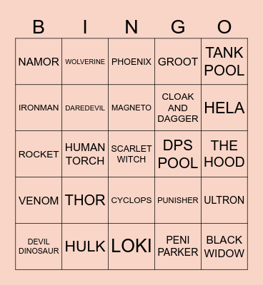 NUZLOCKE CHARACTERS Bingo Card