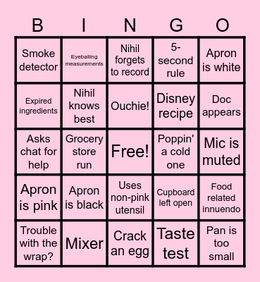 Wheezy's Mediocre Kitchen BINGO v1 Bingo Card