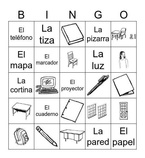 El salón de clases Bingo Card