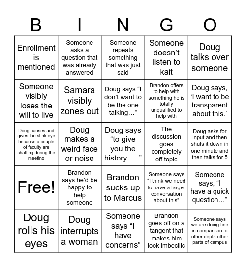 FACULTY RETREAT Bingo Card