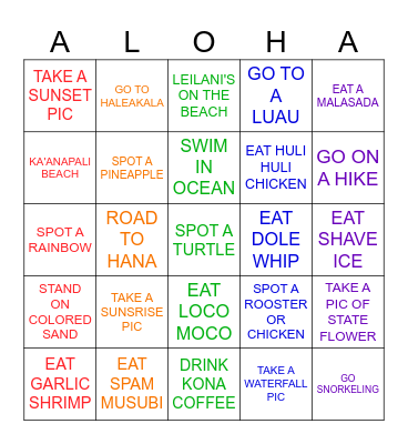MAUI Bingo Card