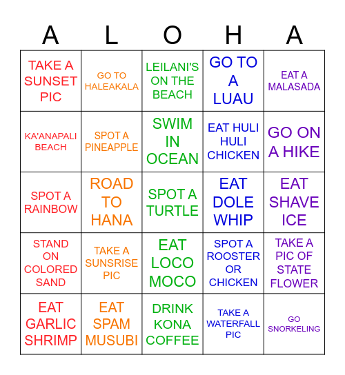 MAUI Bingo Card