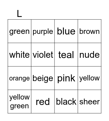 lingerie Bingo Card