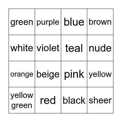 lingerie Bingo Card