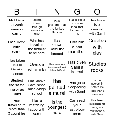 SamiLands: People Bingo Card