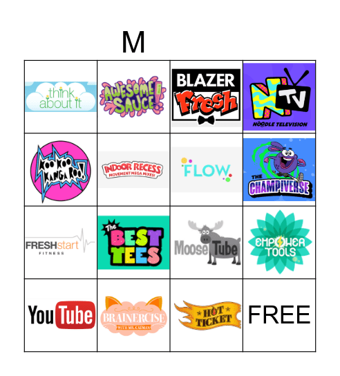 GoNoodle bingo Card