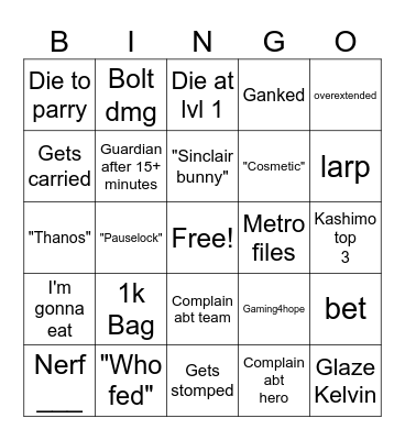 Nathan-Dono Bingo Card