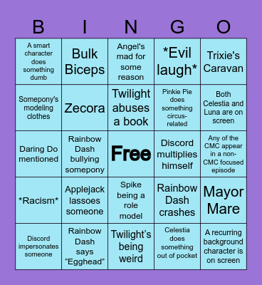 My Little Pony Bingo Card