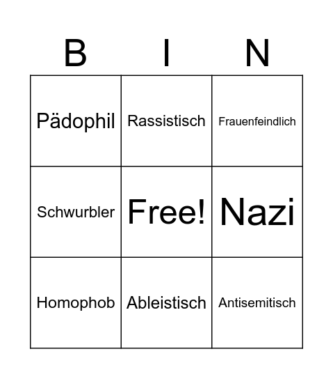 Neighbors Bingo Card