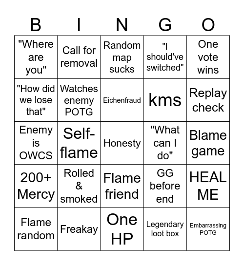 Overwatch BINGO Card