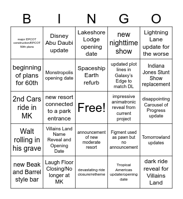 D23 Bingo Card