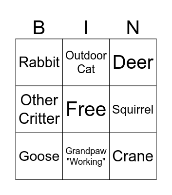 Cora Bingo Card
