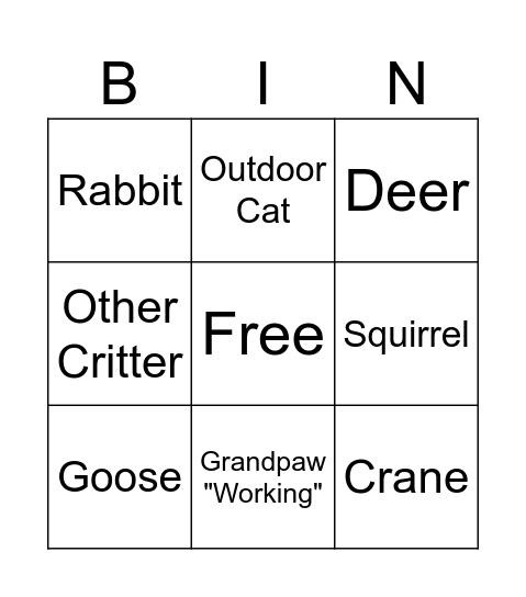 Cora Bingo Card