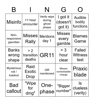 Edging Bingo Card