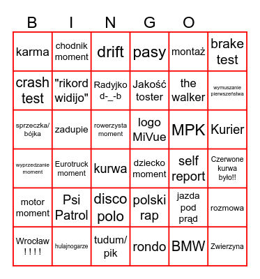 STOP CHAM BINGO Card