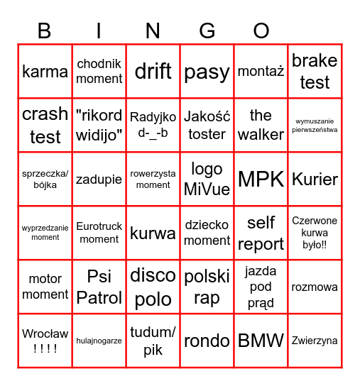 STOP CHAM BINGO Card