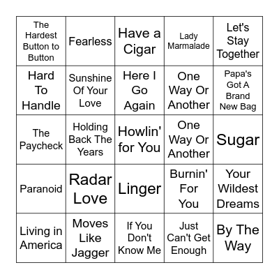 Colorful Bands Bingo Card