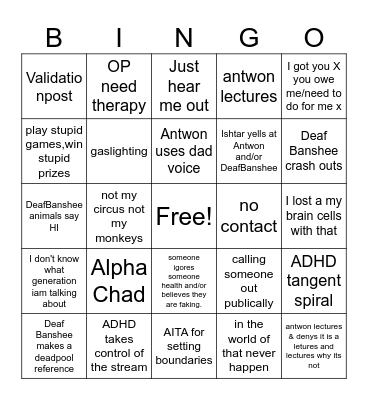 Treads of truth Bingo Card
