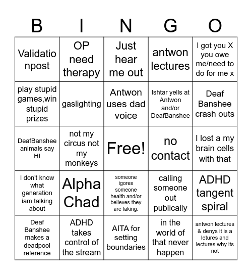 Treads of truth Bingo Card
