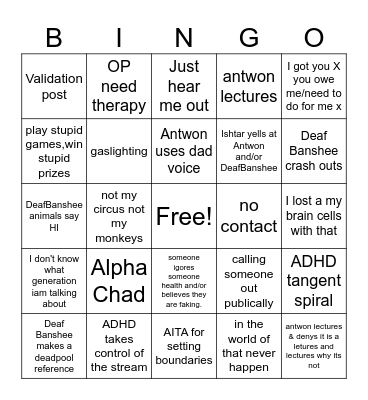 Treads of truth Bingo Card