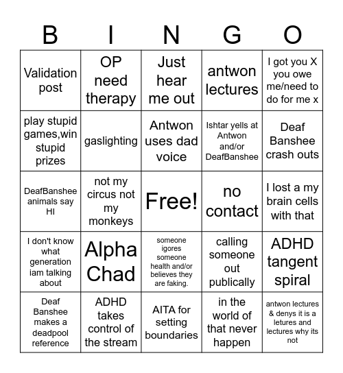 Treads of truth Bingo Card
